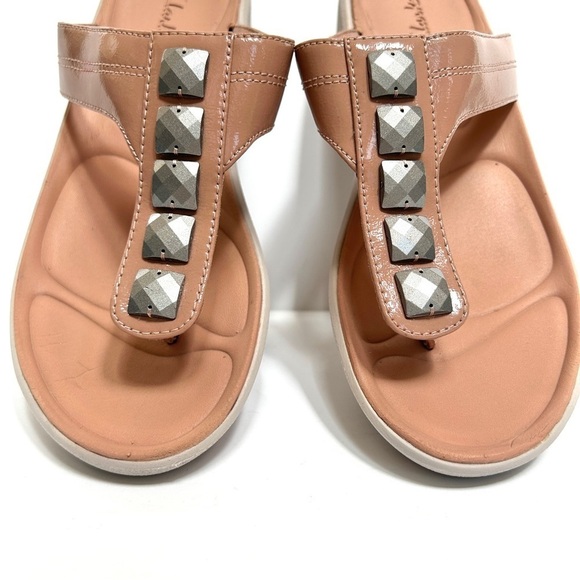 Clarks Wave Walk Pop Toe Post Dusty Pink Jewel Embellished Sandals, Size 8.5 - Picture 8 of 14